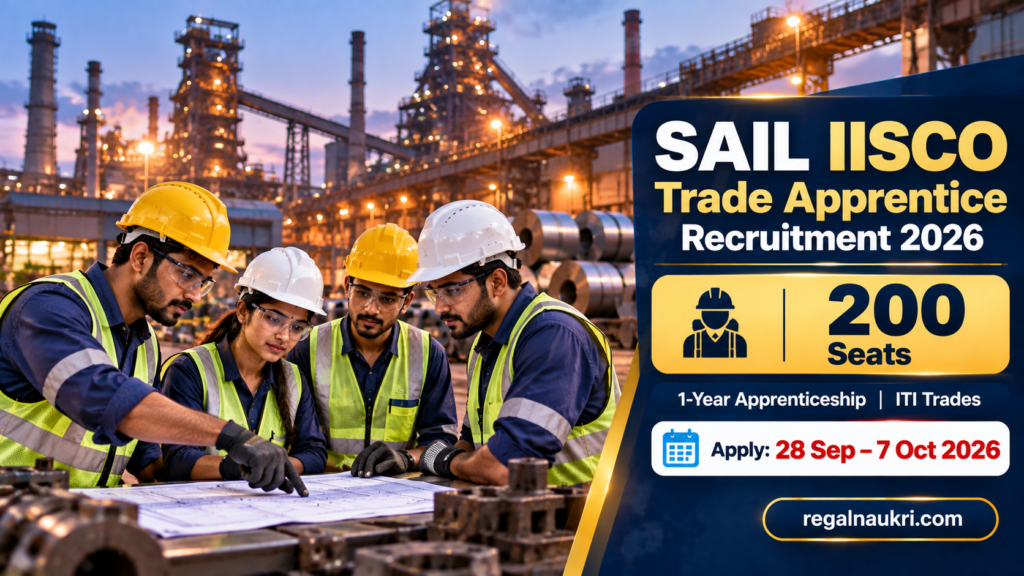 SAIL IISCO Trade Apprentice Recruitment 2026 for 200 ITI apprentice seats