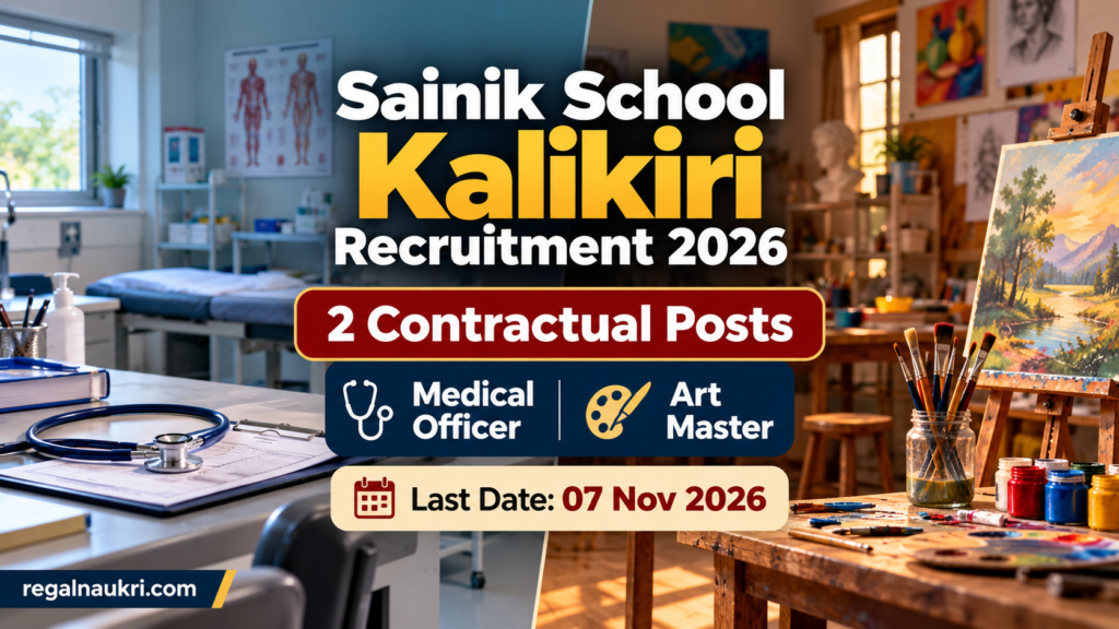 Sainik School Kalikiri Recruitment 2026 for Medical Officer and Art Master posts