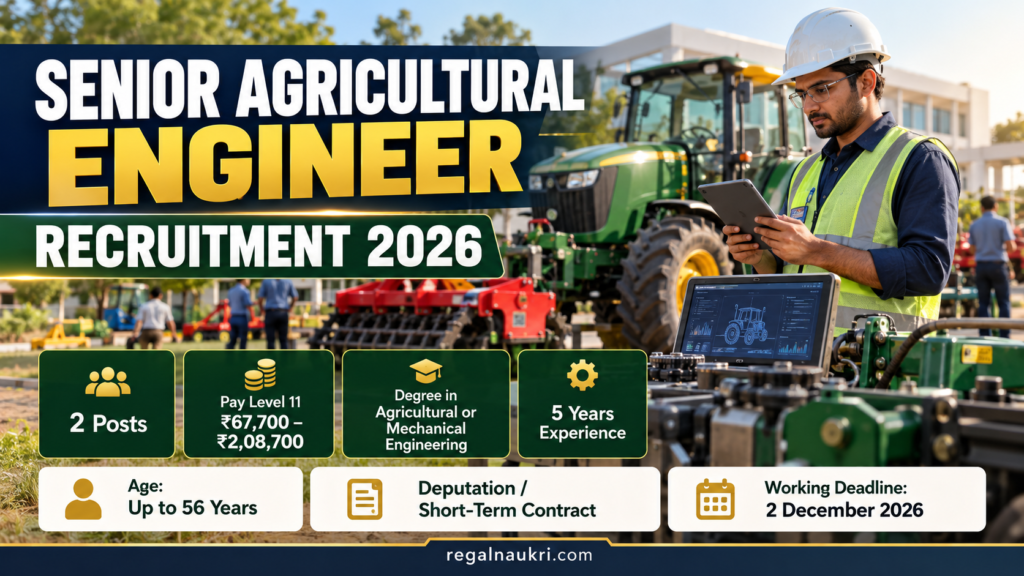 Senior Agricultural Engineer Recruitment 2026 for 2 FMTTI posts