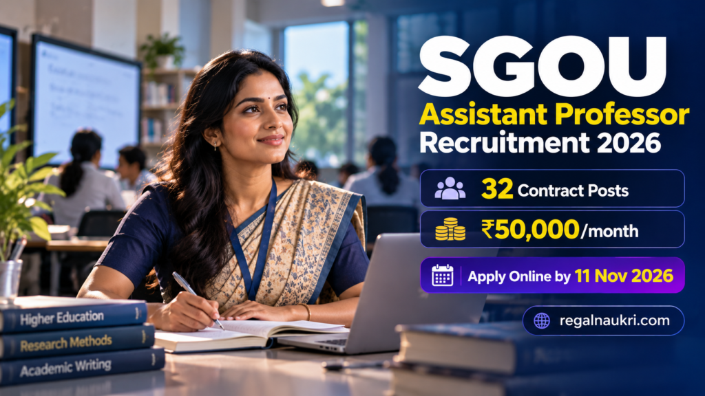 SGOU Assistant Professor Recruitment 2026 for 32 contract vacancies