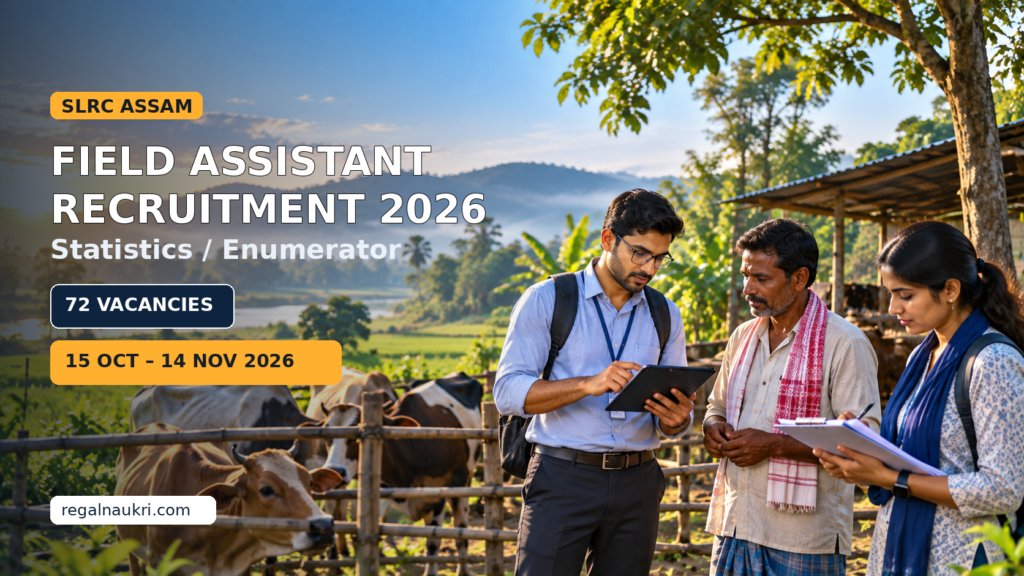 SLRC Assam Field Assistant Recruitment 2026 for 72 Statistics Enumerator Vacancies
