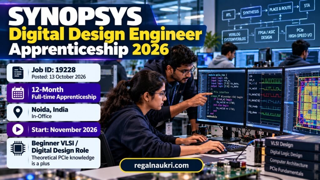 Synopsys Digital Design Engineer Apprenticeship 2026 beginner VLSI role Noida