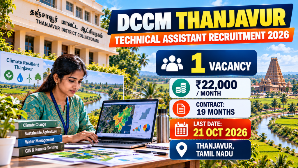 Thanjavur DCCM Technical Assistant Recruitment 2026 for one climate change mission vacancy