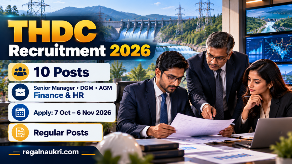 THDC Recruitment 2026 for 10 Senior Manager DGM and AGM Finance and HR posts