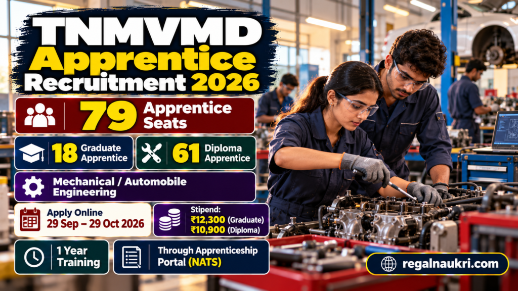 TNMVMD Apprentice Recruitment 2026 for 79 Graduate and Diploma apprentice seats