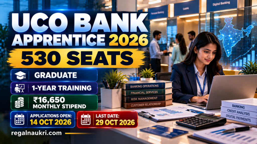 UCO Bank Apprentice Recruitment 2026 for 530 graduate apprentice seats