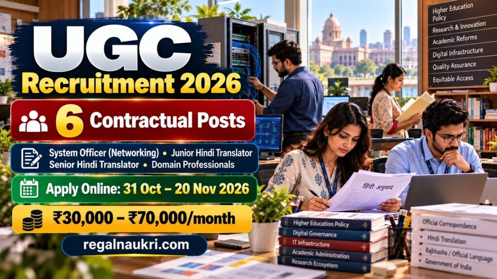 UGC Recruitment 2026 for 6 contractual System Officer, Hindi Translator and Domain Professional posts