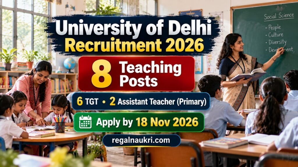 University of Delhi TGT and Primary Teacher Recruitment 2026 for 8 teaching posts
