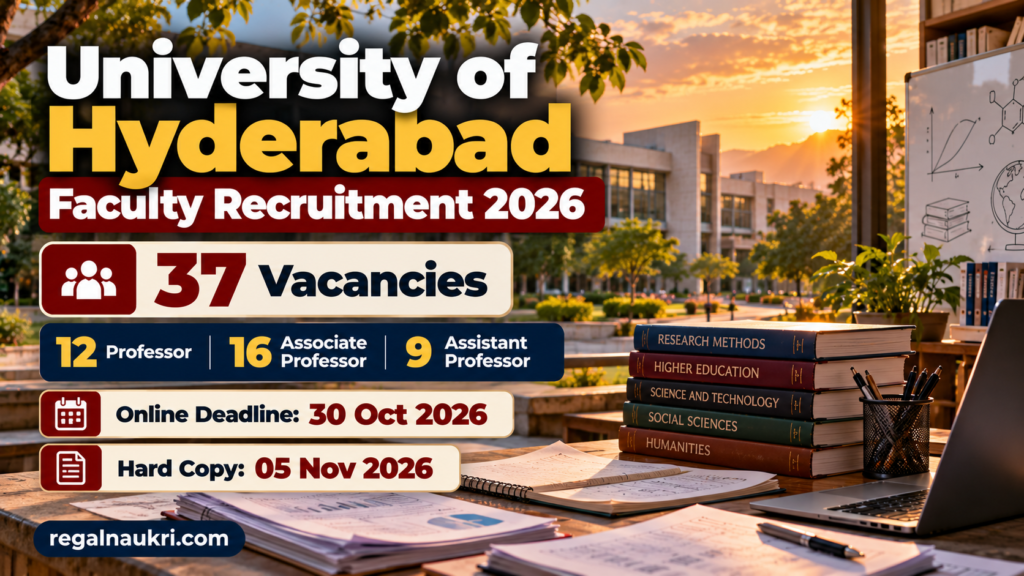 University of Hyderabad Faculty Recruitment 2026 for 37 Professor Associate Professor and Assistant Professor posts