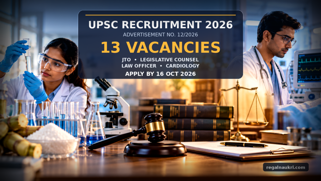 UPSC Recruitment 2026 Advertisement 12/2026 for 13 JTO legal and Cardiology vacancies