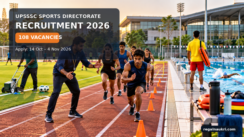 UPSSSC Sports Directorate Recruitment 2026 for 108 Deputy Sports Officer Assistant Coach Lifeguard and Groundsman posts