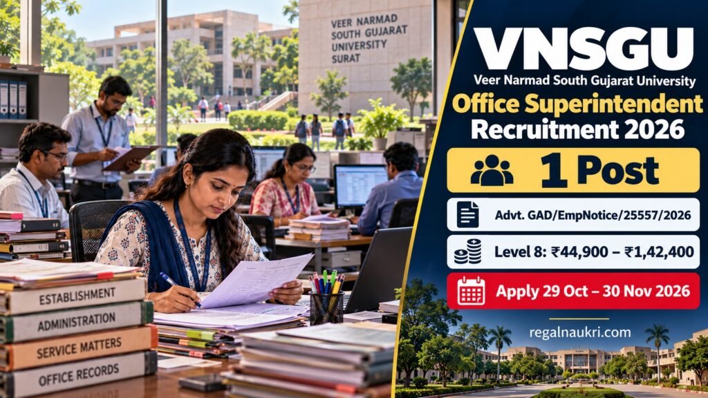 VNSGU Office Superintendent Recruitment 2026 one Level-8 post