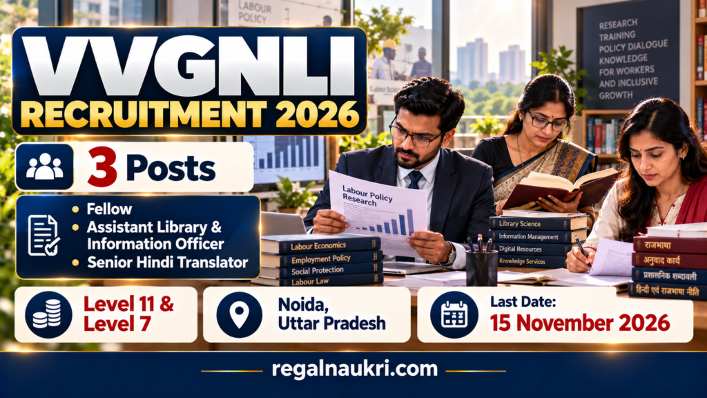 VVGNLI Recruitment 2026 for Fellow Assistant Library and Information Officer and Senior Hindi Translator