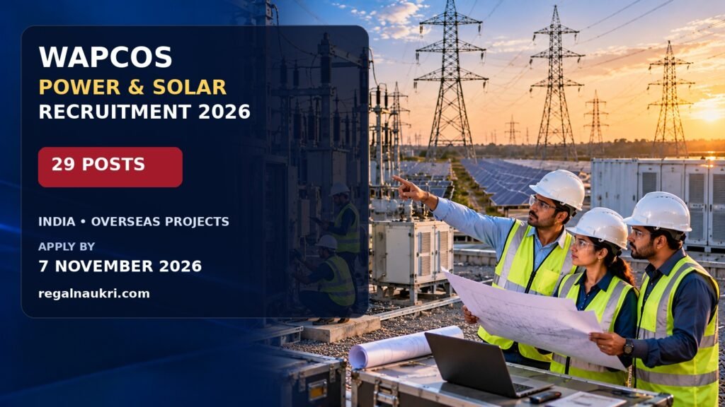 WAPCOS Power Transmission and Solar Recruitment 2026 for 29 expert posts