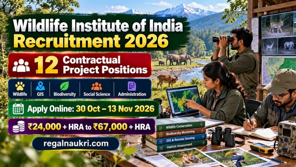 Wildlife Institute of India Recruitment 2026 for 12 contractual project positions